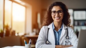Smiling young woman-doctor