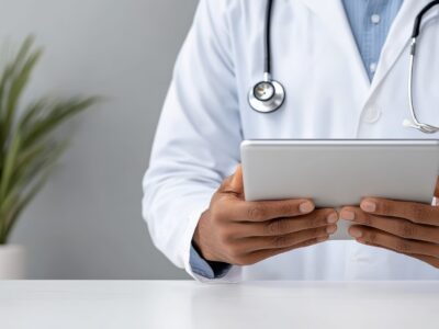 A doctor using tablet
